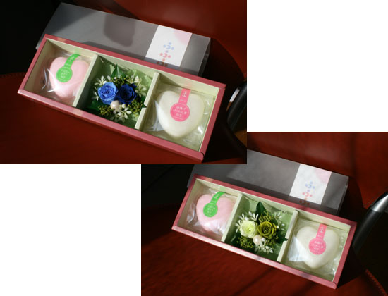笑顔いっぱい 幸せいっぱいの贈り物 最中味噌汁「笑顔になれるお味噌汁」Fleur Lamvers(フルール・ランヴェール)ブルー系(コラボ#3)とグリーン系(コラボ#4)